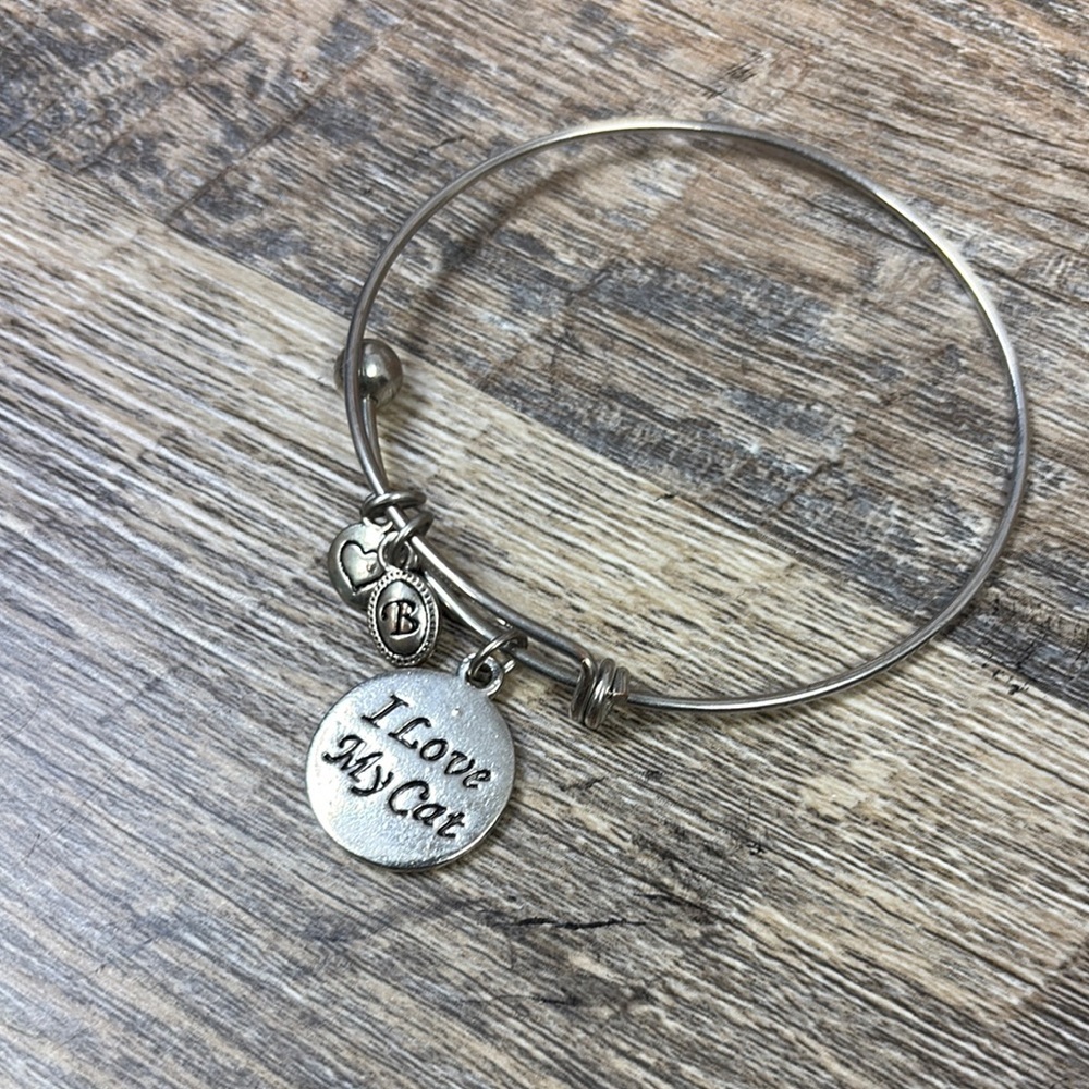 Brighton Adjustable Silver 'I Love My Cat' Charm Bracelet